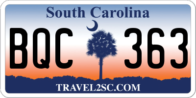 SC license plate BQC363