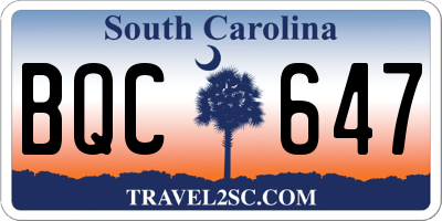 SC license plate BQC647
