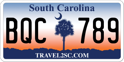 SC license plate BQC789