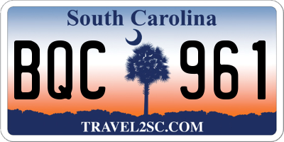 SC license plate BQC961