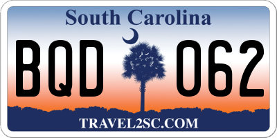 SC license plate BQD062