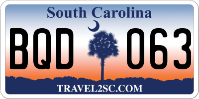 SC license plate BQD063