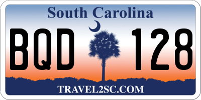 SC license plate BQD128