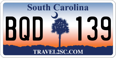SC license plate BQD139