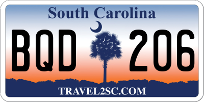 SC license plate BQD206