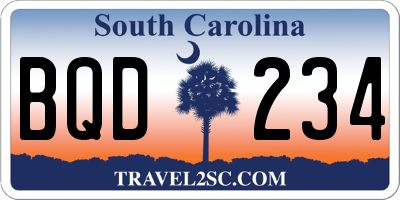 SC license plate BQD234