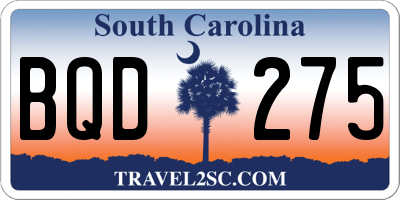 SC license plate BQD275