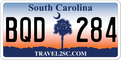 SC license plate BQD284