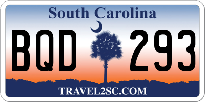 SC license plate BQD293