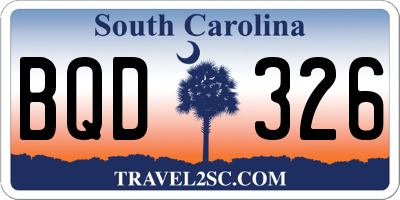 SC license plate BQD326