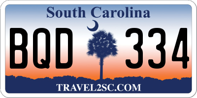 SC license plate BQD334