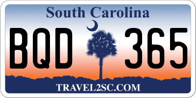 SC license plate BQD365