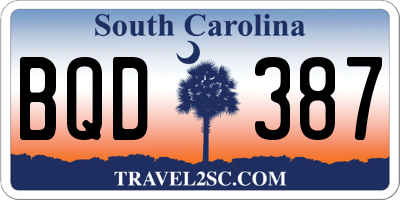 SC license plate BQD387