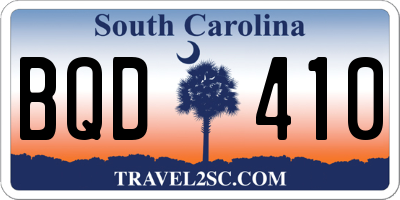 SC license plate BQD410