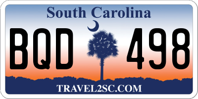 SC license plate BQD498