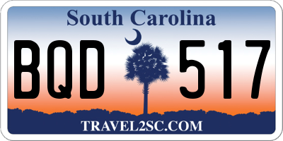 SC license plate BQD517