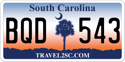 SC license plate BQD543