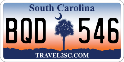 SC license plate BQD546