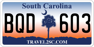 SC license plate BQD603