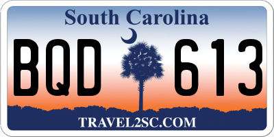 SC license plate BQD613