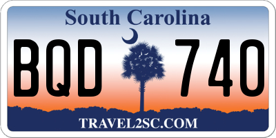 SC license plate BQD740