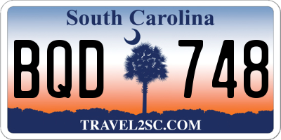 SC license plate BQD748