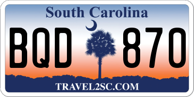 SC license plate BQD870