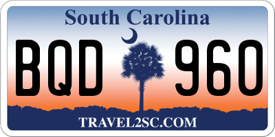 SC license plate BQD960