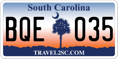 SC license plate BQE035
