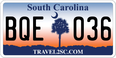 SC license plate BQE036