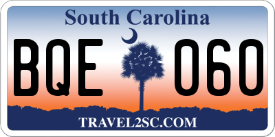 SC license plate BQE060