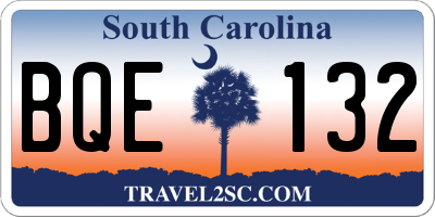 SC license plate BQE132