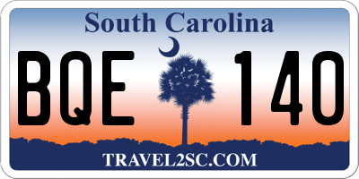 SC license plate BQE140