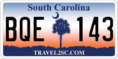 SC license plate BQE143