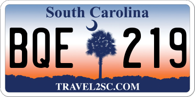 SC license plate BQE219