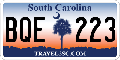 SC license plate BQE223