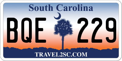 SC license plate BQE229