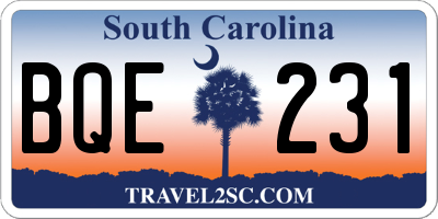 SC license plate BQE231