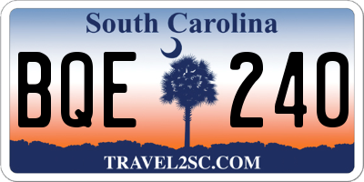 SC license plate BQE240