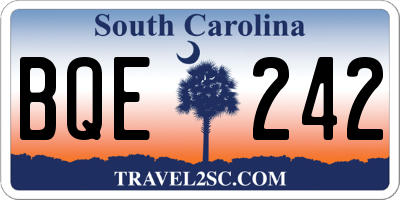 SC license plate BQE242