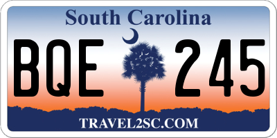 SC license plate BQE245