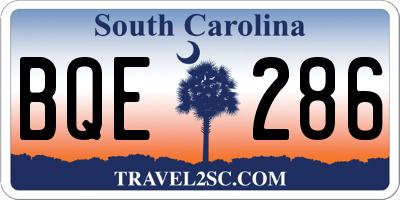 SC license plate BQE286