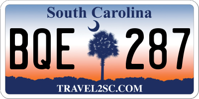 SC license plate BQE287