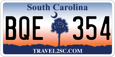 SC license plate BQE354