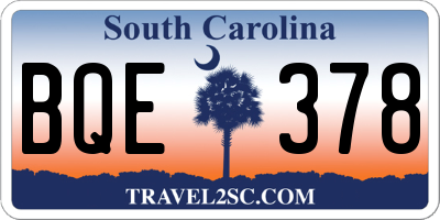 SC license plate BQE378