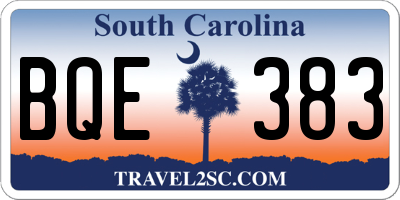 SC license plate BQE383
