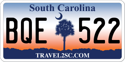 SC license plate BQE522