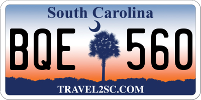SC license plate BQE560