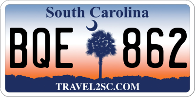 SC license plate BQE862
