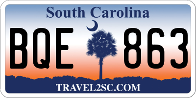 SC license plate BQE863